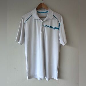 Adidas Men's Polo Shirt in White with Blue Details